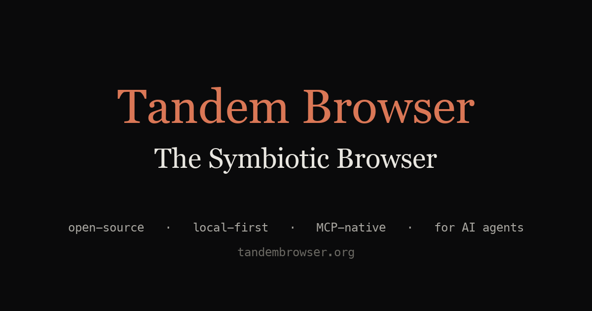 Ensemble Browser Tandem Browser — The Open-Source Browser for AI Agents (MCP, local-first)
